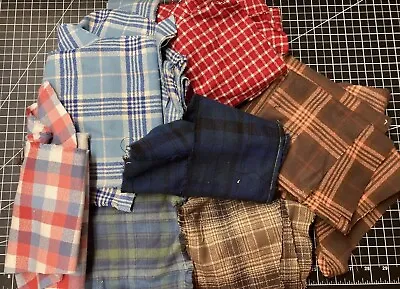 Fabric Quilt Cotton Flannel RK Plaid Red White Brown Blue Organic Mammoth ~2 Lb • $13.99