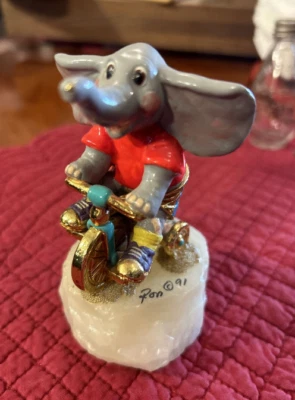 $22 • Buy Ron Lee Sculpture Elephant On Bicycle BRIGHT Colors