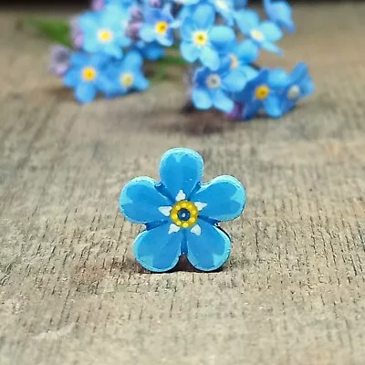 Forget Me Not Pin Handmade Something Blue Wedding Brooch Alzheimers Masons Badge • $8.95