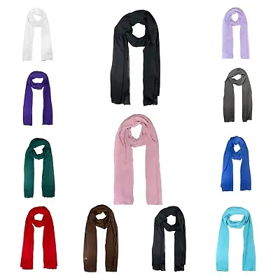 Crepe Chiffon Scarf Ladies Neck Wrap Women Scarves Crinkle Chiffon Scarf Stole • £5.25