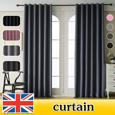 £16.99 • Buy Heavy Thick Thermal Insulated Blackout Curtains Eyelet Ready Made Pair+ Tie Back