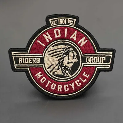 Vintage Embroidered Indian Motorcycle Rider Badge Hook Backing Iron On Patch • $5.99