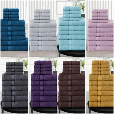 10 Pcs Towel Bale Set 100% Combed Cotton Soft Face Hand Bath Bathroom Towels • £20.95