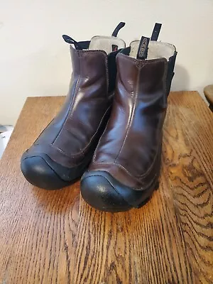 Keen Men's Keep Dry Waterproof Winter Leather Slip On Work Boots 1002758 Size 13 • $49