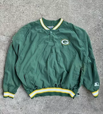 Vtg Green Bay Packers NFL Pro Line Starter Windbreaker Pullover Jacket Size XL • $20