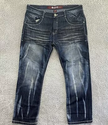 VINTAGE Escapism Jeans Mens 38x32 Blue Acid Wash Denim Slim Bootcut Distressed • $22.99