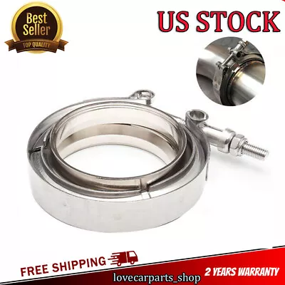 Exhaust Downpipe 2.5inch V-band Clamp 304 Stainless Steel Flange Kit Male-Female • $16.95