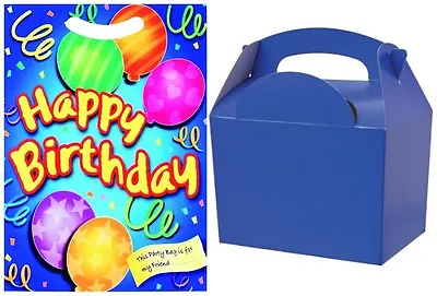 Boys Blue Birthday Party Food Boxes With Matching Happy Birthday Loot Gift Bags • £36.99