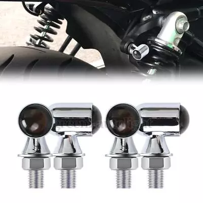 4X Chrome Motorcycle LED Turn Signals Lights Amber Mini Blinker Bullet Universal • $19.99