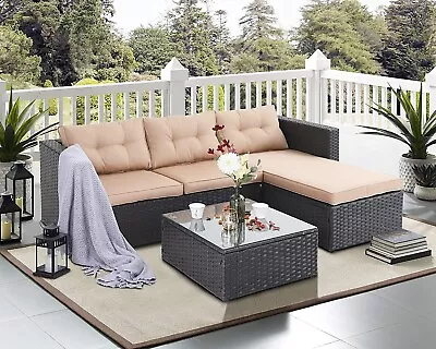 Patio Furniture Set Rattan Outdoor Sectional Sofa Chairs End Table With Cushion • $319.99