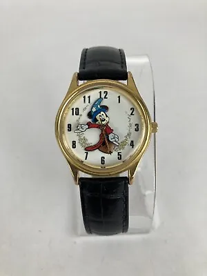 Disney Time Works Mickie Mouse Fantasia Wizard 30mm Watch W/Leather Band&Battery • $27