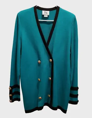 Vintage Mita Size 16 Teal Green Big Button Up Made In USA Career Sweater • $9.98