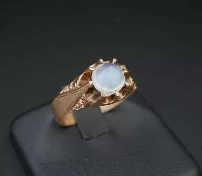 Antique 10k Yellow Gold Victorian Natural Moonstone Belcher Ring Size 10 RG3723 • $1034.22