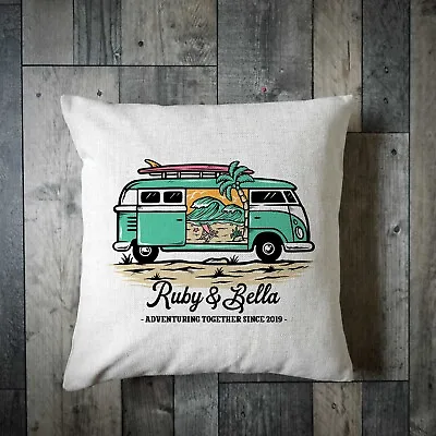 Personalised Camper Van Cushion - Campervan Gift - Surf Bus Personalised Cushion • £10