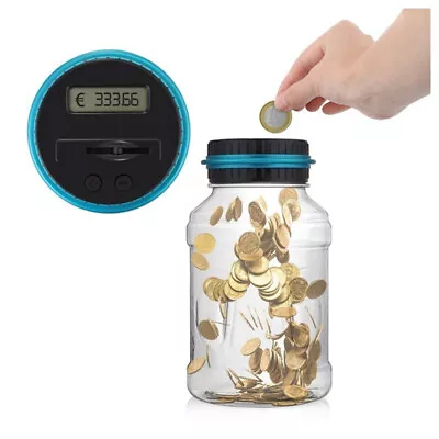 Clear Electronic Digital LCD Piggy Coin Counting Jar Money Saving Children Gifts • £6.99