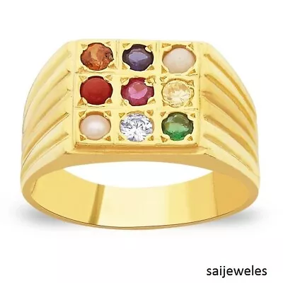 14K Yellow Gold Finish Men's Ring 2CT Round Cut Lab Created Multi Color Gemstone • $125.88