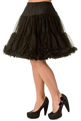 £29.99 • Buy Black Rockabilly 20 Inches Retro Super Soft 50's Light Petticoat BANNED Apparel