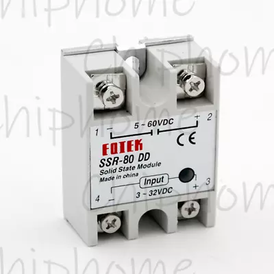 1PCS SSR-80DD Manufacturer 80A Solid State Relay input 3-32VDC Output 5-60VDC • $11.88