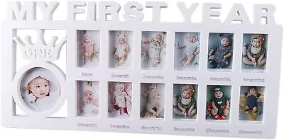 1st Birthday Gifts Picture Frames Newborn My First Year Photo Frame Baby Girls • £17.02