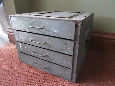 Antique Vintage Industrial Steel Metal 4 Drawer Shop Tool Cabinet Chest • $249.99