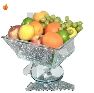 £31.85 • Buy  Bling Fruit Bowl With Stand Ornament Silver Crushed Crystal Diamond 