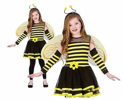 £12.45 • Buy Child BUMBLE BEE + WINGS Kid Animal Bug Girls Child Fancy Dress Costume Age 5-13