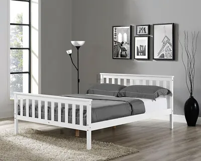 £114.99 • Buy Solid Pine White Single Double King Size Bed Frame Wooden Bedroom 3FT 4FT6 5FT
