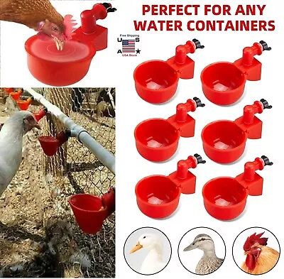 6 × Automatic Water Cups Poultry Drinker Waterer Chicken Duck Quail Drinking USA • $9.62