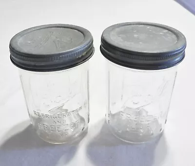 $29.95 • Buy 2 Vtg Ball Refrigerator/Freezer Jars W/Zinc Lids 5 