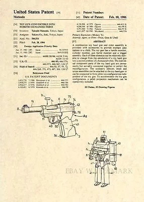 Official Megatron US Patent Art Print- Transformers Generation 1- Decepticon 122 • $12.77