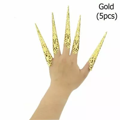 5PCS Metal Long Nail Rings Fingernails Cosplay Dance Props Chinese Style Vintage • $17.69