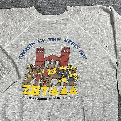 VINTAGE 80s UCLA Bear Bruins Sweatshirt Large Homecoming Fraternity Crewneck USA • $100.86
