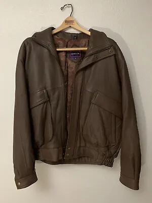 $55 • Buy Men’s Gant Brown Leather Bomber Jacket Size 40 Vintage