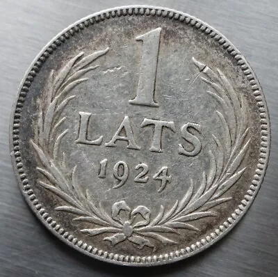 1 Lats 1924 - Latvia KM #7 Silver Coin -  R739  • £9.63