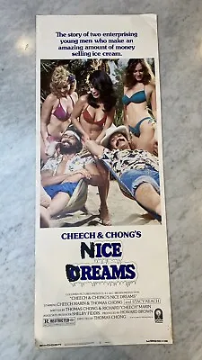 Vintage 1981 Cheech And Chong's  Nice Dreams  36  X 14  Movie Poster Insert • £120.48
