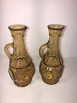 Vintage Wheaton Glass Bullseye Cruet Oil Vinegar Bottle Great Condition Set Of 2 • $9.95