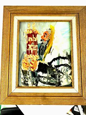 Morris Katz Signed Amazing Original Oil Painting 1993  Rabbi Lifting The Torah  • $285
