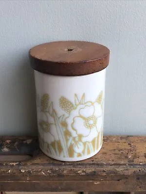 Vintage Collectible 1970’s Hornsea Pottery Fleur Green Herb/Spice Pot Wooden Lid • £5