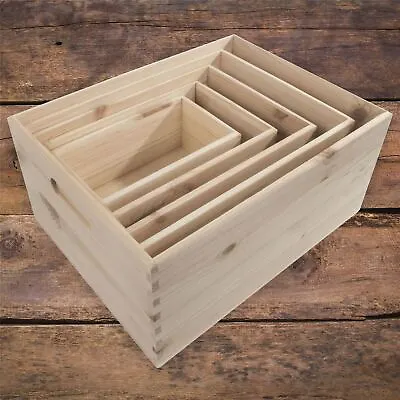 Pine Crate Chest Wooden Storage Box / 5 Sizes / Open Top / For Craft Decoupage • £9.95