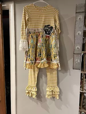 Mustard Pie Alphabet Collection Dress & Ruffle Leggings Yellow Size 10 • $13.95