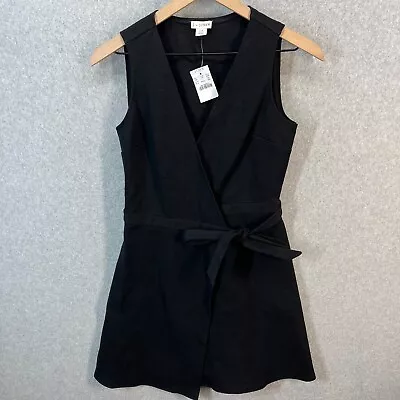 J By J Crew Wrap Mini Dress Womens Size XXS Black Belt Tie Sleeveless A Line NWT • $30.50