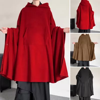 INCERUN Mens Hooded Batwing Tops Outwear Overcoat Casual Loose Cloak Poncho Cape • $31.34