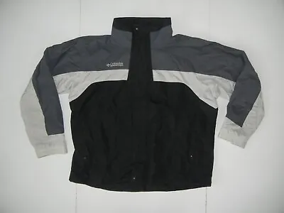 COLUMBIA Black/Gray Nylon SHELL WINDBREAKER JACKET Ski Gear Hike Coat Men's XL • $32.39