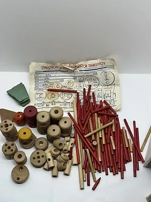 Vintage 1953 Tinker Toys Set With Instructions No Box 139 Pieces • $19.99
