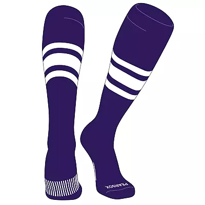 PEAR SOX Striped OTC Baseball Softball Football Socks (B) Purple White • $15.99