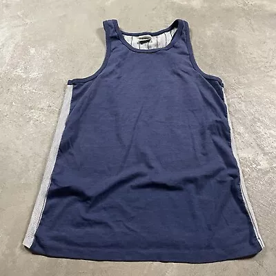 Vintage Tank Top Mesh M Men’s T Shirt Striped Navy See Through Muscle Gym 80s • $14.99