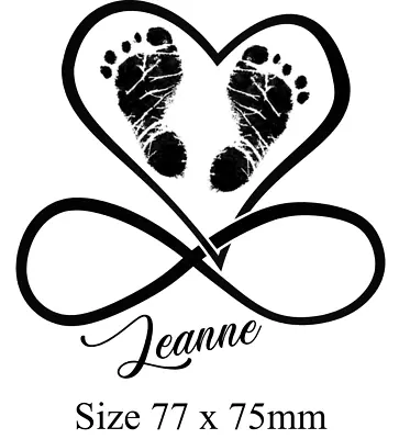 Baby Birth Footprint Infinity And Heart Personalised Temporary Tattoo • £4.99