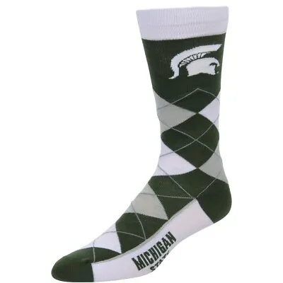 Michigan State Spartans Ncaa College Logo Argyle Dress Socks Mens Large • $9.67