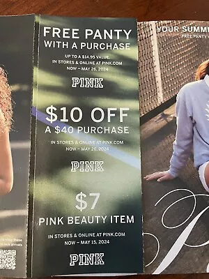 Victoria's Secret PINK Coupons Panty $7 Beauty $10 Off Purchase Expires May • $10