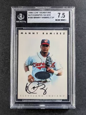 1996 Leaf Signature MANNY RAMIREZ On-card Auto SP Silver Autographs BGS 7.5 NM+ • $2.25
